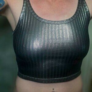 Metallic Silver Chrome Crop Top